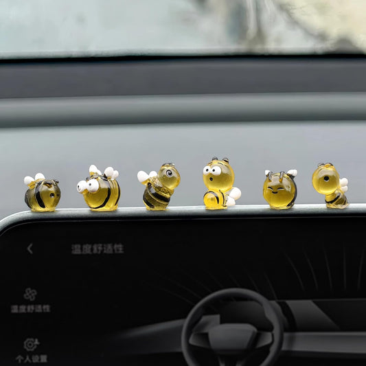 Mini Bee Cute Car Accessories, 6 PCS Yellow Bees Dashboard Decorations, Car Interior Decor for Women