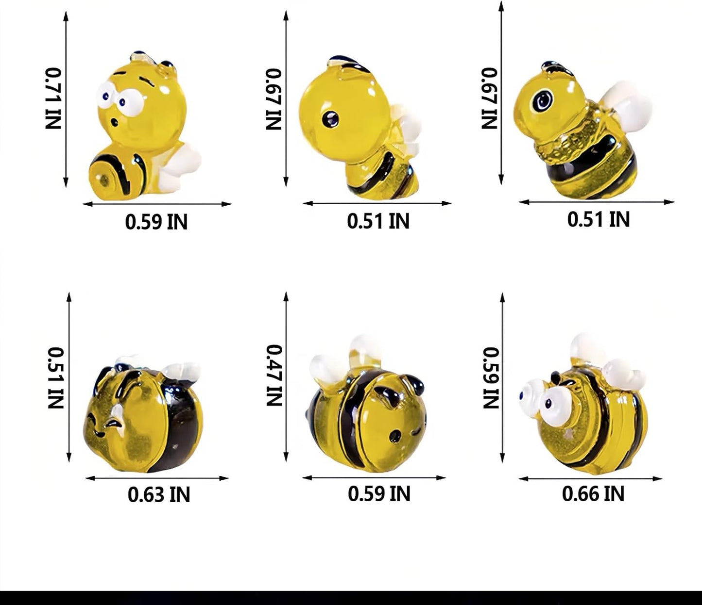 Mini Bee Cute Car Accessories, 6 PCS Yellow Bees Dashboard Decorations, Car Interior Decor for Women