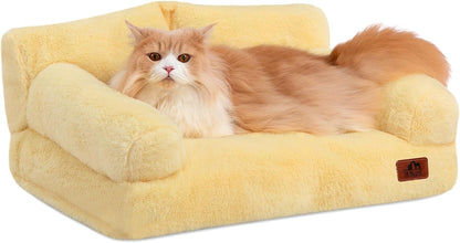 Small Dog Large Cat Bed Puppy Couch Beds for Pets up to 25 lbs | Fluffy Dog Cat Couch Plush Soft Warming Pets Beds with Machine Washable Cover and Non-Slip Bottom