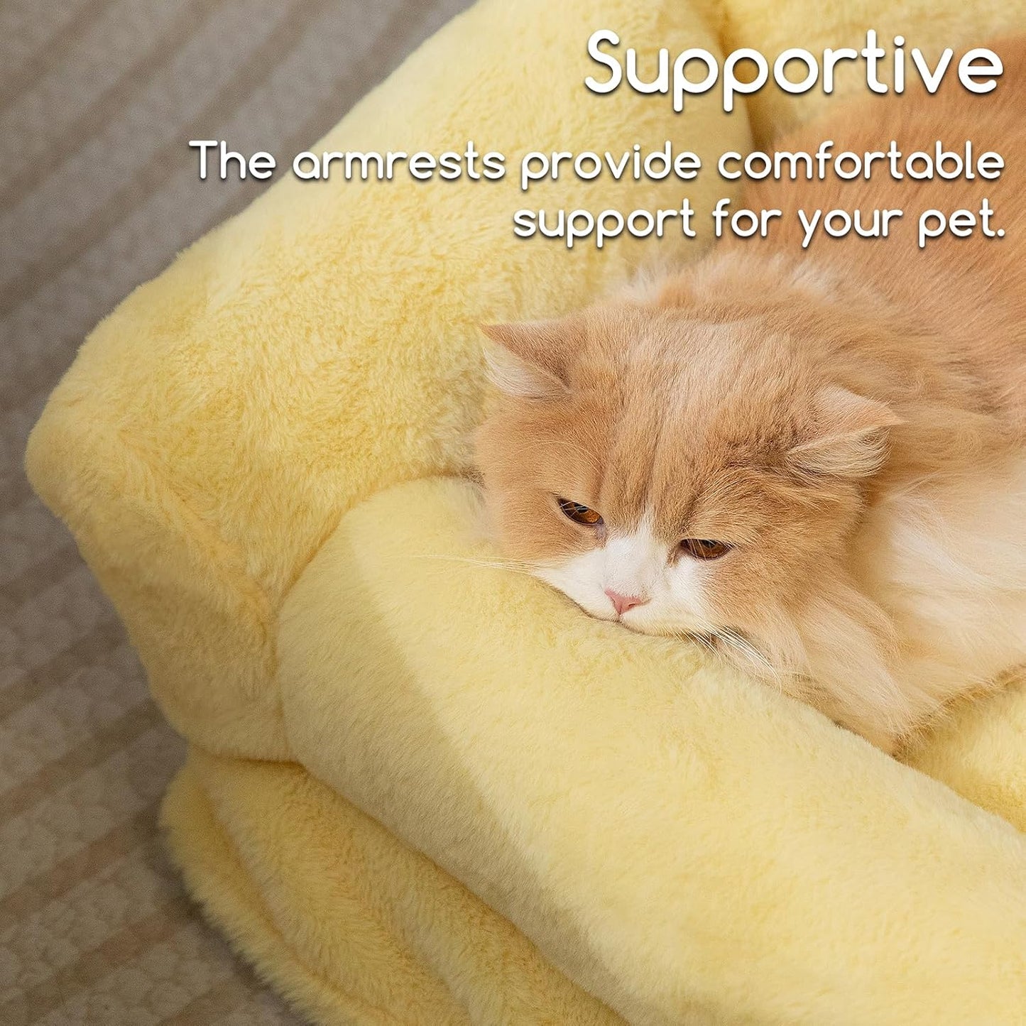 Small Dog Large Cat Bed Puppy Couch Beds for Pets up to 25 lbs | Fluffy Dog Cat Couch Plush Soft Warming Pets Beds with Machine Washable Cover and Non-Slip Bottom