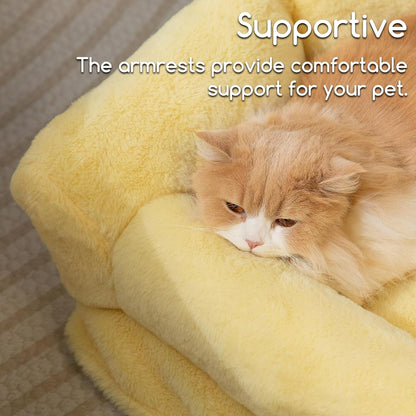 Small Dog Large Cat Bed Puppy Couch Beds for Pets up to 25 lbs | Fluffy Dog Cat Couch Plush Soft Warming Pets Beds with Machine Washable Cover and Non-Slip Bottom