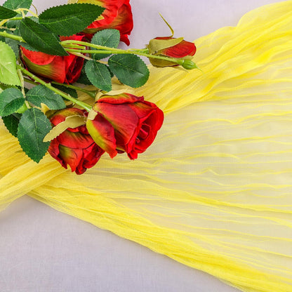 Yellow Cheesecloth Table Runner Summer Spring 35 x120 inches Rustic Gauze Boho Cheese Cloth Table Runner for Wedding Bridal Shower Baby Decoration