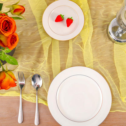 Yellow Cheesecloth Table Runner Summer Spring 35 x120 inches Rustic Gauze Boho Cheese Cloth Table Runner for Wedding Bridal Shower Baby Decoration