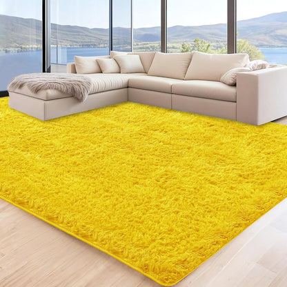 6x9 Yellow Area Rugs for Living Room, Large Fluffy Shag Rug for Bedroom Nursery, Ultra Soft Comfy, Big Fuzzy Shaggy Plush Carpet for Kids Boys Girls Teen Indoor Home Decor, Upgrade Non-Slip