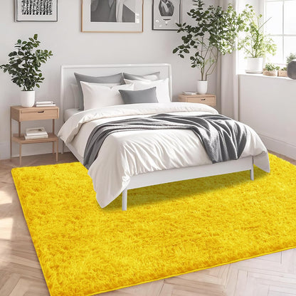 6x9 Yellow Area Rugs for Living Room, Large Fluffy Shag Rug for Bedroom Nursery, Ultra Soft Comfy, Big Fuzzy Shaggy Plush Carpet for Kids Boys Girls Teen Indoor Home Decor, Upgrade Non-Slip