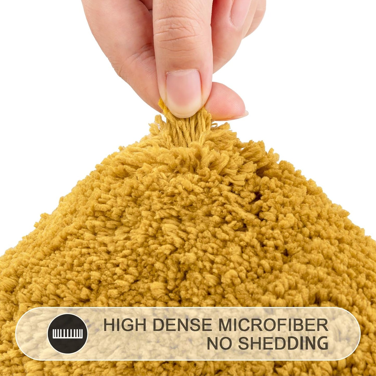 3 Pieces Bathroom Rugs with Toilet Lid Cover, Honey Mustard | Soft Absorbent, Non Slip, Washable, Microfiber, 16"x24"+U-Shape 20"x24"+Lid Cover19"x21"