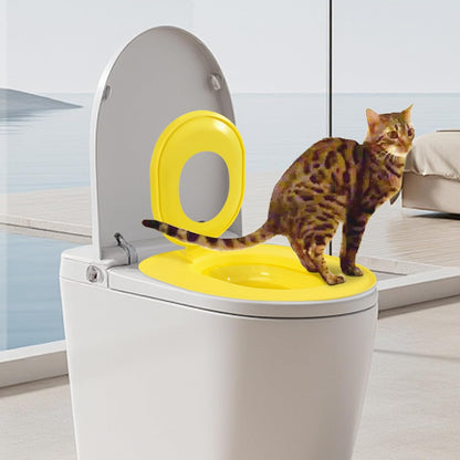Cat Toilet Seat Training Kit,Reusable Plastic Trainer for Pet Cleaning,Removable Pet Toilet Training System,Portable Trainer for Home Pet Shop Pet Care,Easy Installation,Stable and Durable (Yellow)