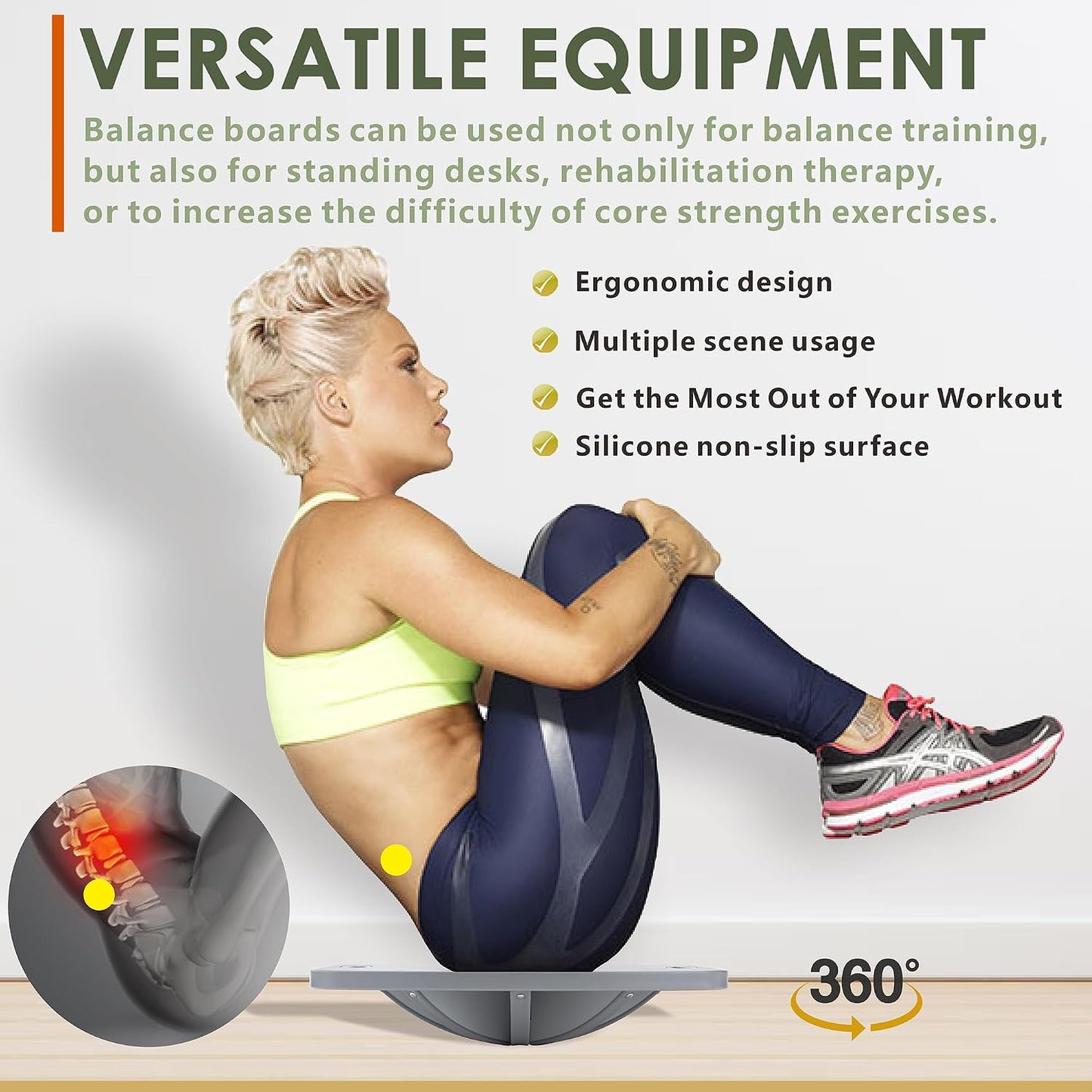 Advanced Wood Balance Board, Table Balance Board, Office Swing Board, for Physical Therapy, Fast Fitness Training and Outdoor Sports Balance Training Device