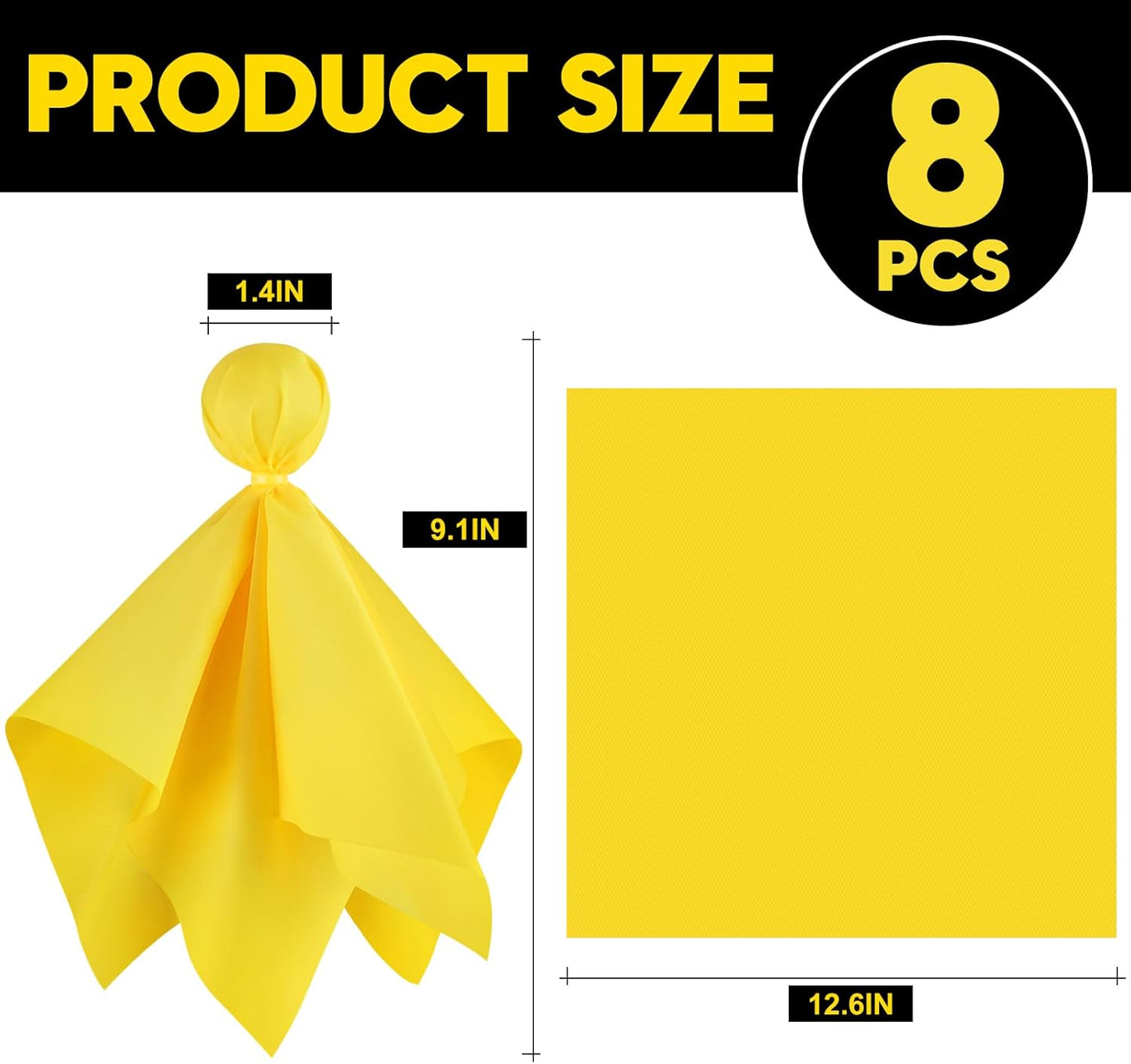Football Penalty Flags, 8-Pack Yellow Referee Flags for Games and Parties | Yellow Football Penalty Flags, 8-Piece Referee Set for Football Games, Fan Events, Sports Parties and Game Day Activities