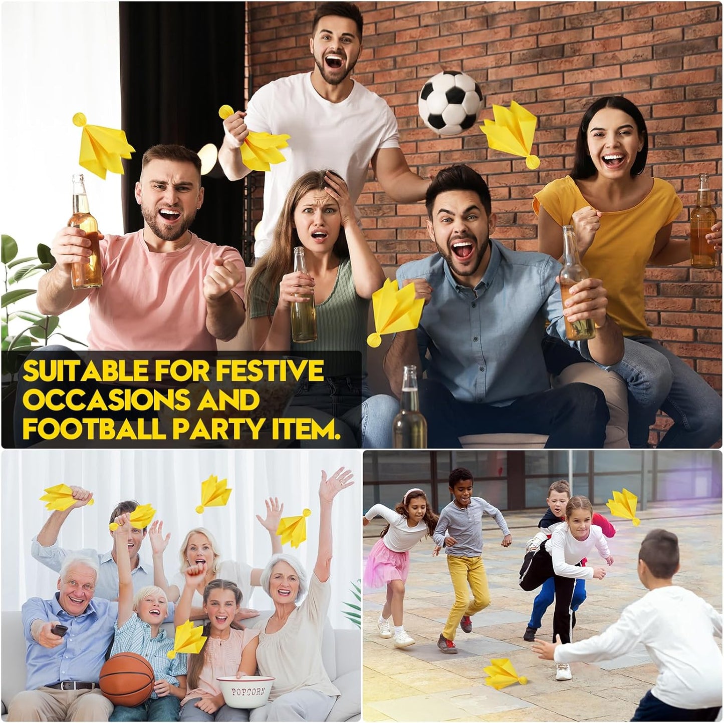 Football Penalty Flags, 8-Pack Yellow Referee Flags for Games and Parties | Yellow Football Penalty Flags, 8-Piece Referee Set for Football Games, Fan Events, Sports Parties and Game Day Activities