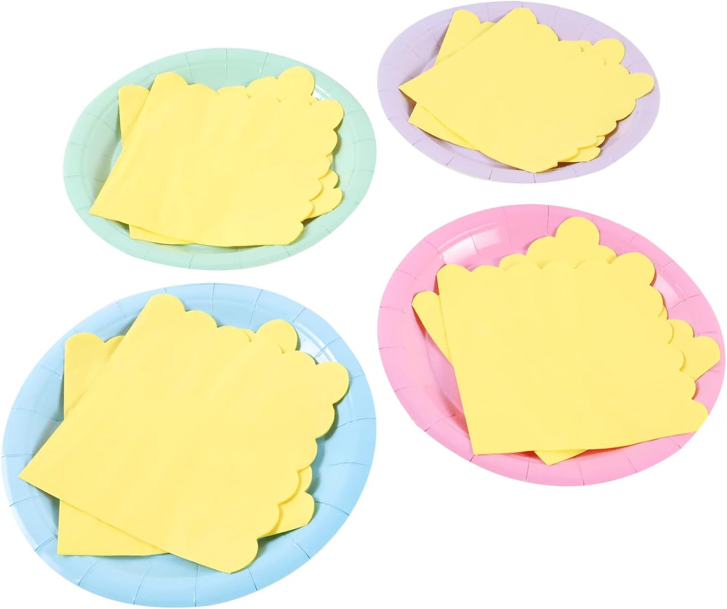 100 Pieces 2-ply Light Yellow Napkin Disposable Scalloped Cocktail Napkins Beverage Napkins Dessert Napkins Paper Napkins for Dinner Wedding Birthday Party Bridal Anniversary Reception Event (Yellow)
