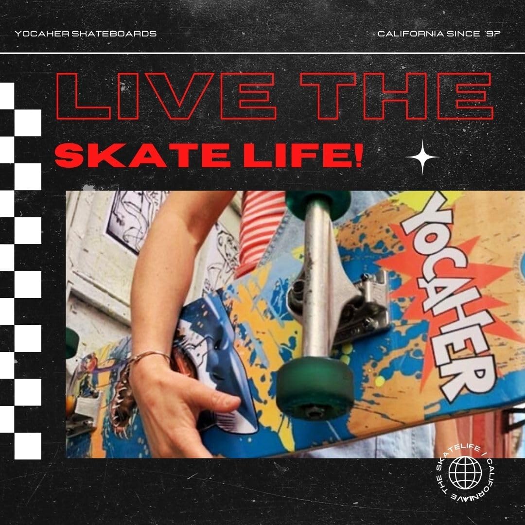 Pro Skateboards Blank, Checker, Camo Professional Complete Skateboard 7.75" w/ 7Ply Maple Deck, Aluminum Alloy Truck, ABEC-9 Bearing, 54mm Skateboard Wheels, Concave Cruiser Trick Skateboard