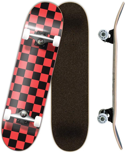 Pro Skateboards Blank, Checker, Camo Professional Complete Skateboard 7.75" w/ 7Ply Maple Deck, Aluminum Alloy Truck, ABEC-9 Bearing, 54mm Skateboard Wheels, Concave Cruiser Trick Skateboard