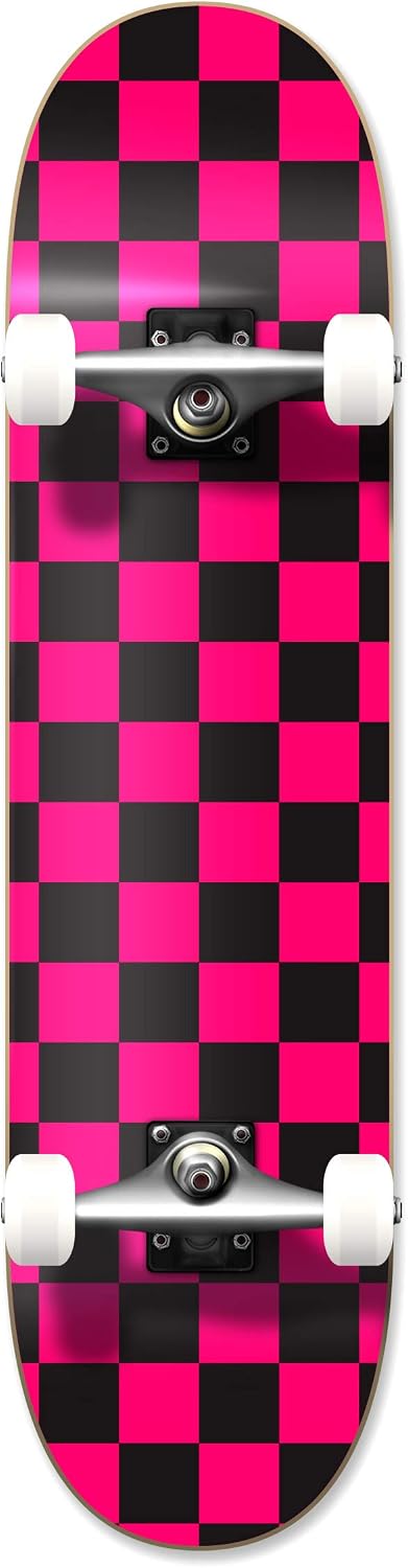 Pro Skateboards Blank, Checker, Camo Professional Complete Skateboard 7.75" w/ 7Ply Maple Deck, Aluminum Alloy Truck, ABEC-9 Bearing, 54mm Skateboard Wheels, Concave Cruiser Trick Skateboard