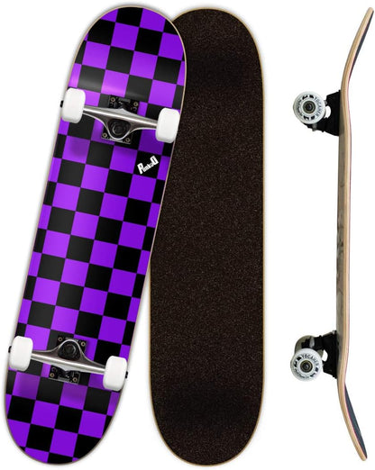 Pro Skateboards Blank, Checker, Camo Professional Complete Skateboard 7.75" w/ 7Ply Maple Deck, Aluminum Alloy Truck, ABEC-9 Bearing, 54mm Skateboard Wheels, Concave Cruiser Trick Skateboard