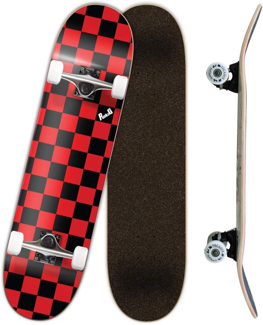Pro Skateboards Blank, Checker, Camo Professional Complete Skateboard 7.75" w/ 7Ply Maple Deck, Aluminum Alloy Truck, ABEC-9 Bearing, 54mm Skateboard Wheels, Concave Cruiser Trick Skateboard