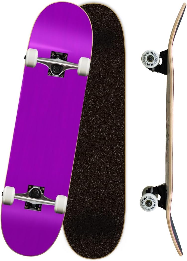 Pro Skateboards Blank, Checker, Camo Professional Complete Skateboard 7.75" w/ 7Ply Maple Deck, Aluminum Alloy Truck, ABEC-9 Bearing, 54mm Skateboard Wheels, Concave Cruiser Trick Skateboard