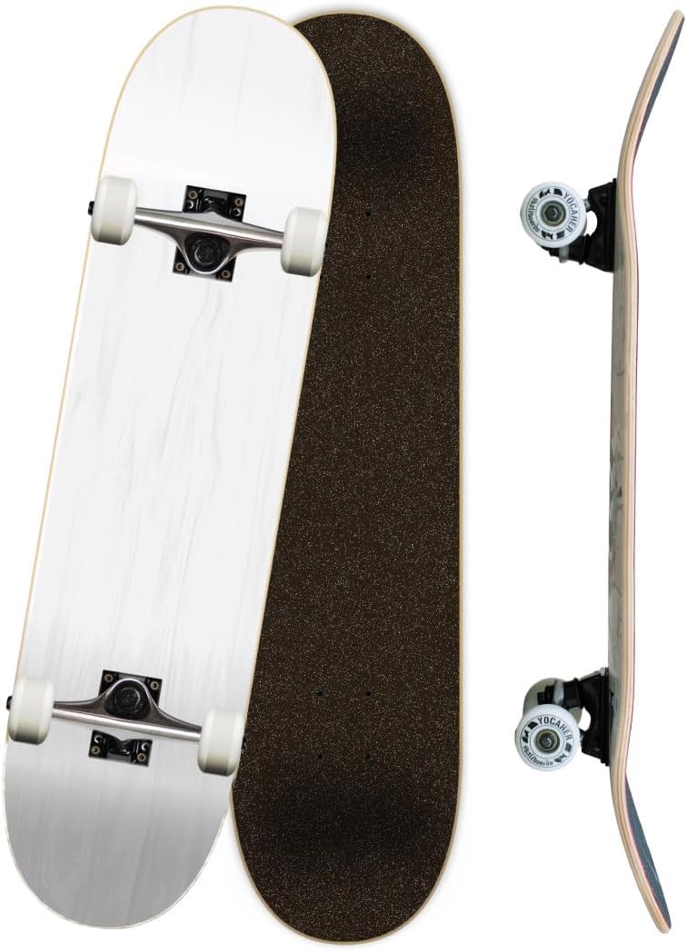 Pro Skateboards Blank, Checker, Camo Professional Complete Skateboard 7.75" w/ 7Ply Maple Deck, Aluminum Alloy Truck, ABEC-9 Bearing, 54mm Skateboard Wheels, Concave Cruiser Trick Skateboard