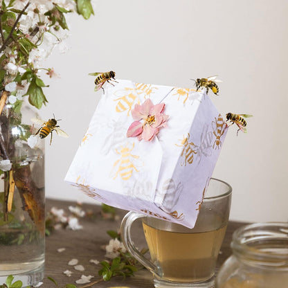 90 Sheets White with Gold Bee Tissue Paper Bulk,20" x 14",Bees Design Tissue Paper for Gift Bags,Bee-Themed Occasions