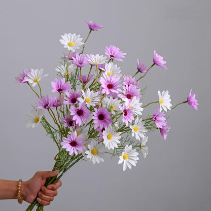 Artificial Flowers 12 Bundles Artificial Silk Daisy UV Resistant Outdoor Fake Wildflowers with Stems Daisy Arrangements for Home Hotel Office Garden Decoration (White, Yellow)