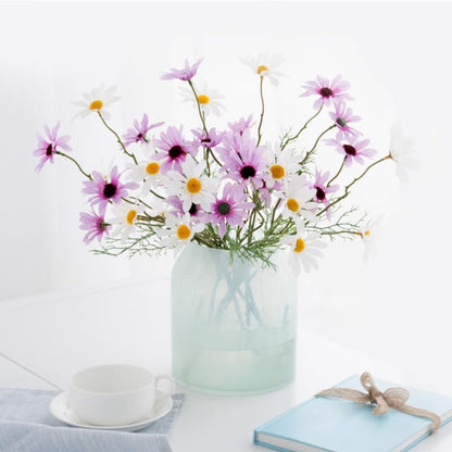 Artificial Flowers 12 Bundles Artificial Silk Daisy UV Resistant Outdoor Fake Wildflowers with Stems Daisy Arrangements for Home Hotel Office Garden Decoration (White, Yellow)