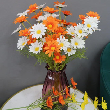 Artificial Flowers 12 Bundles Artificial Silk Daisy UV Resistant Outdoor Fake Wildflowers with Stems Daisy Arrangements for Home Hotel Office Garden Decoration (White, Yellow)