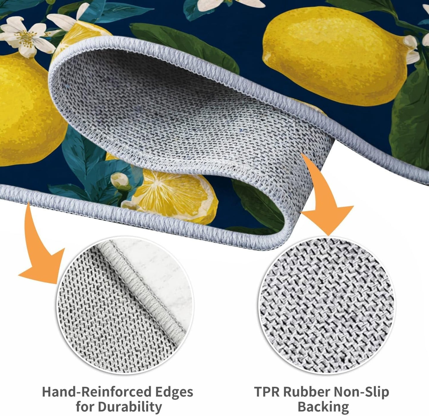Non-Shedding Bedroom Living Room Carpet 2x3 ft 3D Lemon Theme Modern Home Decor Non-Slip Bedside Area Rugs Blue for Interior Large Easy Clean Machine Washable Rug