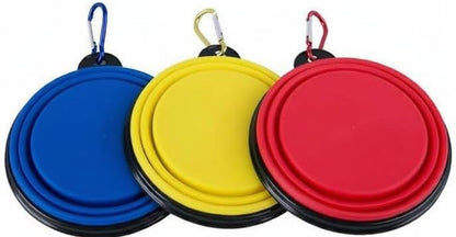 Silicone Foldable Pet Food Water Feeder, Collapsible Travel Bowl for Dog and Cat, Outdoor Portable (Yellow)