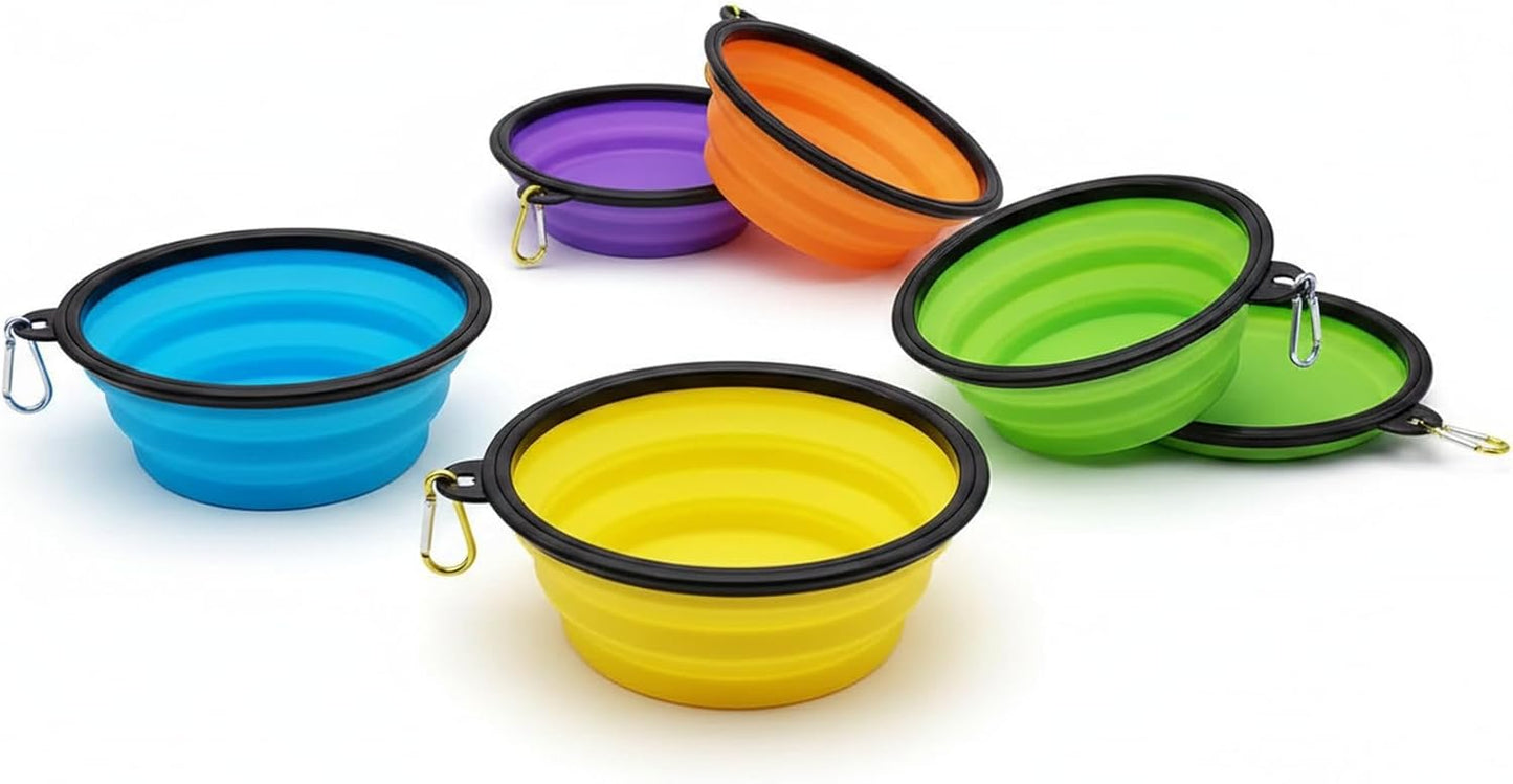 Silicone Foldable Pet Food Water Feeder, Collapsible Travel Bowl for Dog and Cat, Outdoor Portable (Yellow)