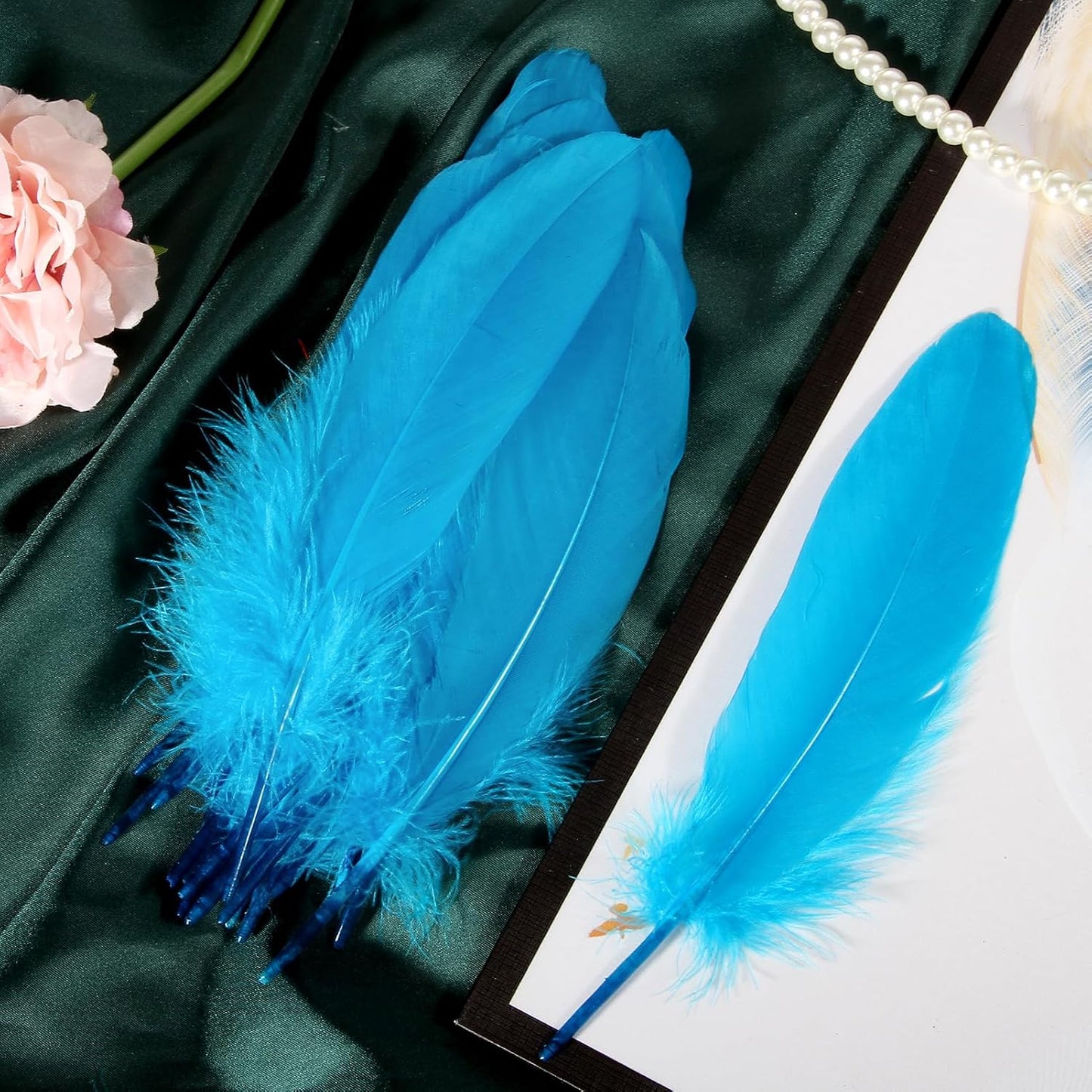 120pcs Yellow Goose Feathers Natural Bulk 6-8 inch 15-20cm for Crafts DIY Cosplay Wedding Party Halloween Decoration Goose Nagoire Feathers