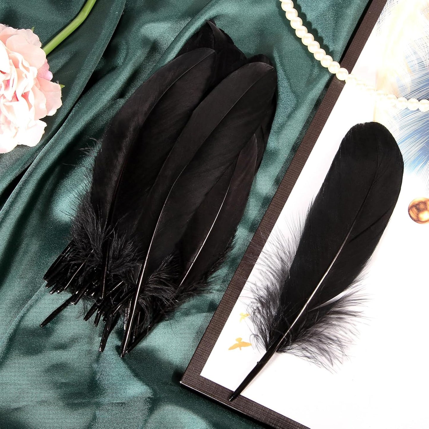 120pcs Yellow Goose Feathers Natural Bulk 6-8 inch 15-20cm for Crafts DIY Cosplay Wedding Party Halloween Decoration Goose Nagoire Feathers