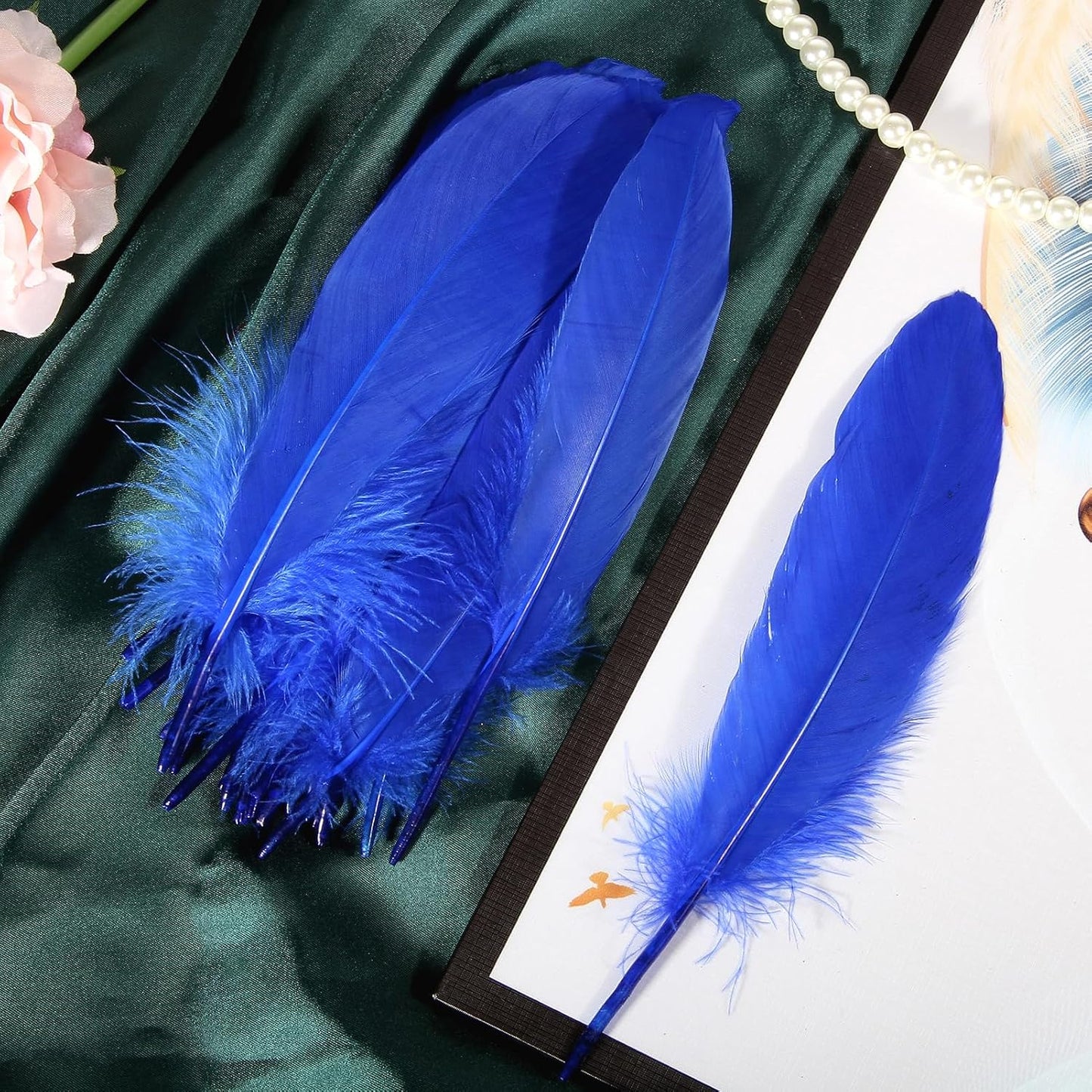 120pcs Yellow Goose Feathers Natural Bulk 6-8 inch 15-20cm for Crafts DIY Cosplay Wedding Party Halloween Decoration Goose Nagoire Feathers