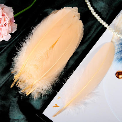 120pcs Yellow Goose Feathers Natural Bulk 6-8 inch 15-20cm for Crafts DIY Cosplay Wedding Party Halloween Decoration Goose Nagoire Feathers