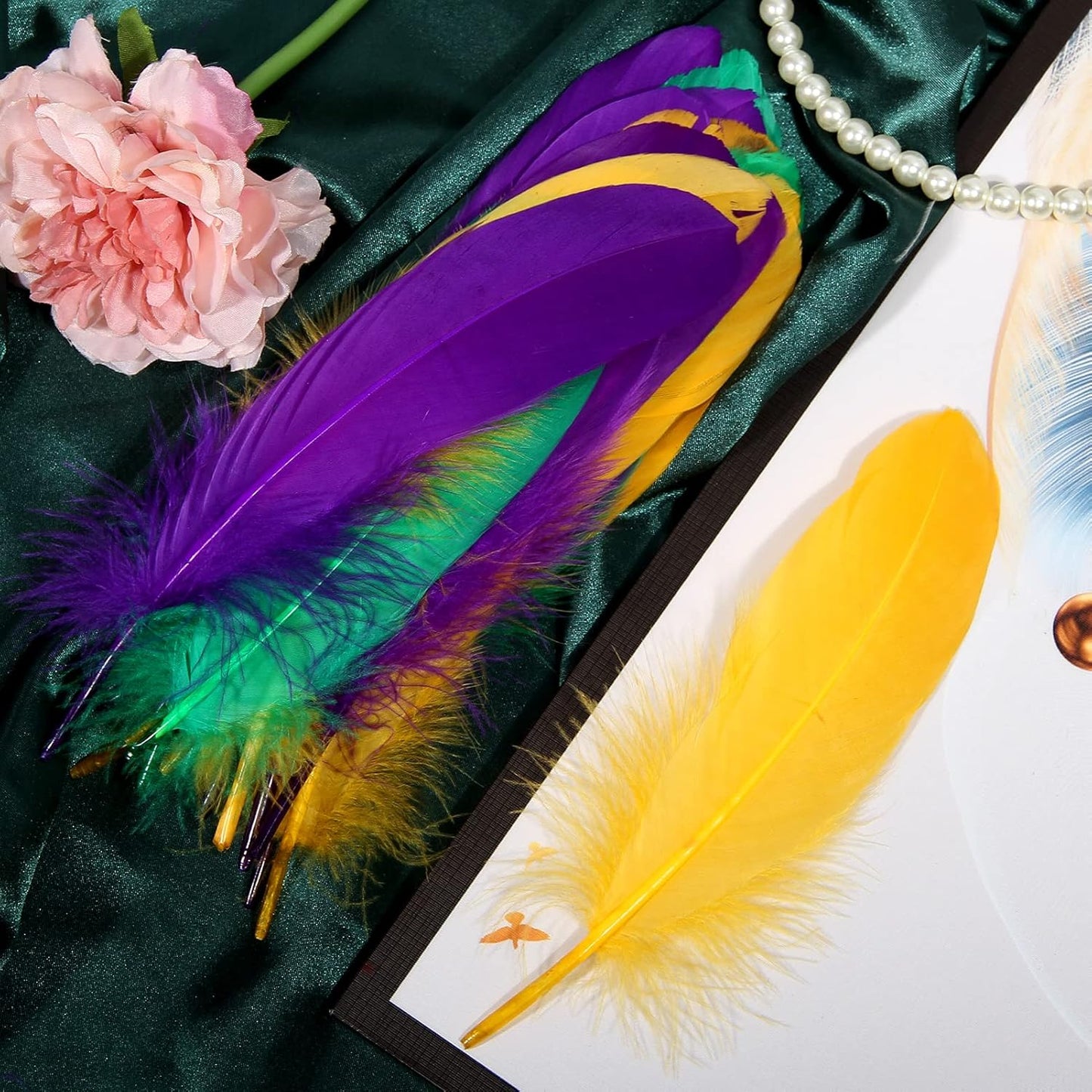 120pcs Yellow Goose Feathers Natural Bulk 6-8 inch 15-20cm for Crafts DIY Cosplay Wedding Party Halloween Decoration Goose Nagoire Feathers