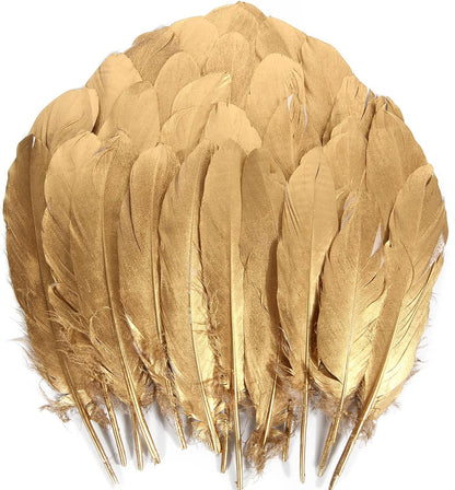 120pcs Yellow Goose Feathers Natural Bulk 6-8 inch 15-20cm for Crafts DIY Cosplay Wedding Party Halloween Decoration Goose Nagoire Feathers
