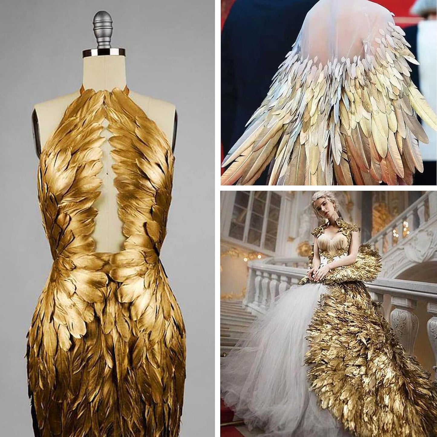 120pcs Yellow Goose Feathers Natural Bulk 6-8 inch 15-20cm for Crafts DIY Cosplay Wedding Party Halloween Decoration Goose Nagoire Feathers