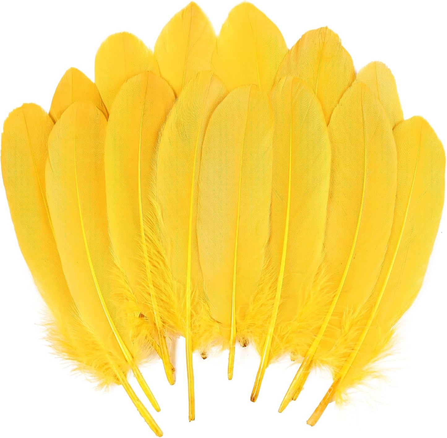120pcs Yellow Goose Feathers Natural Bulk 6-8 inch 15-20cm for Crafts DIY Cosplay Wedding Party Halloween Decoration Goose Nagoire Feathers