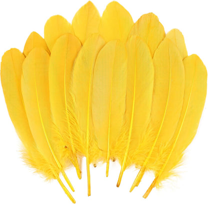 120pcs Yellow Goose Feathers Natural Bulk 6-8 inch 15-20cm for Crafts DIY Cosplay Wedding Party Halloween Decoration Goose Nagoire Feathers
