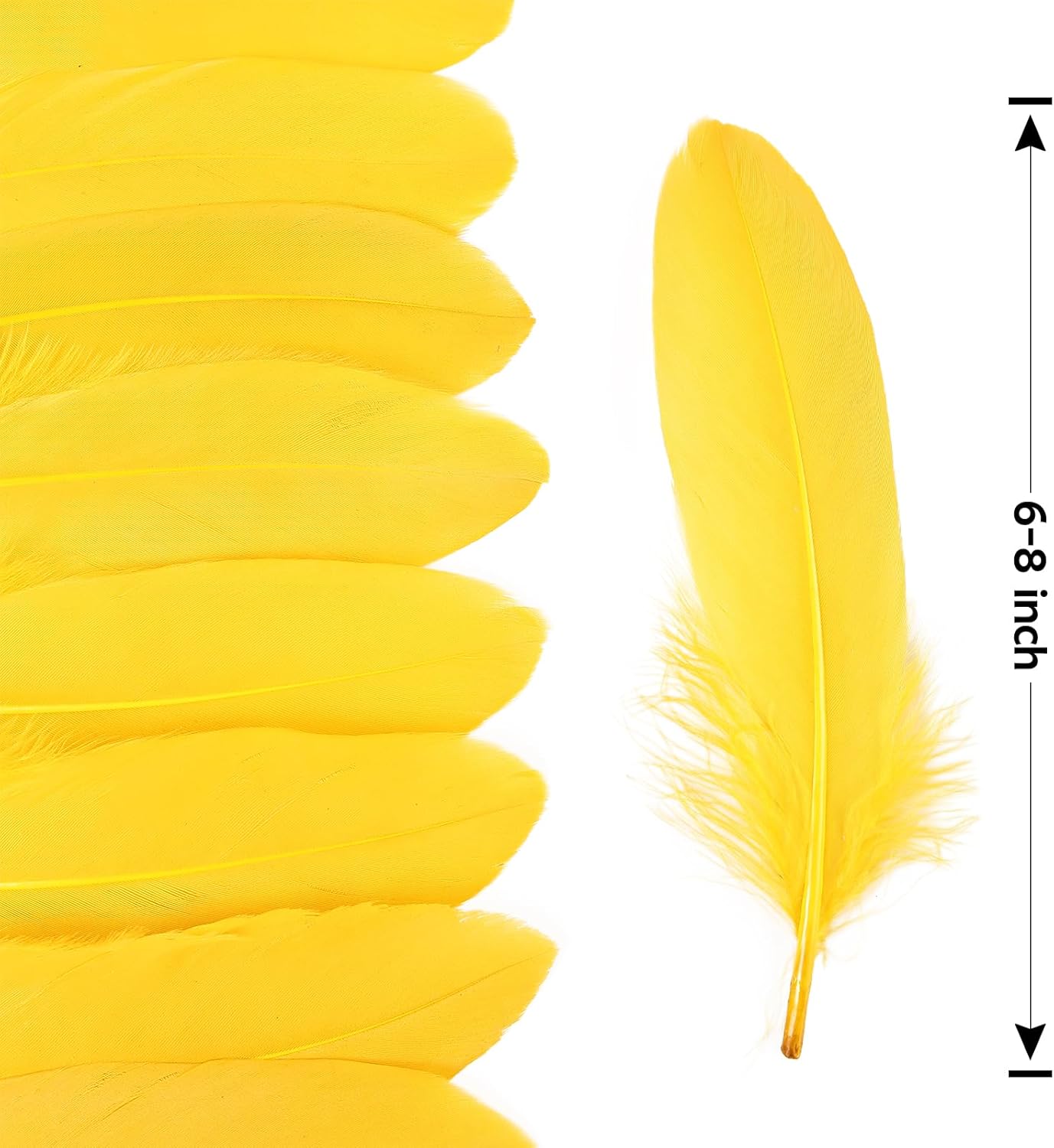 120pcs Yellow Goose Feathers Natural Bulk 6-8 inch 15-20cm for Crafts DIY Cosplay Wedding Party Halloween Decoration Goose Nagoire Feathers