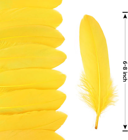 120pcs Yellow Goose Feathers Natural Bulk 6-8 inch 15-20cm for Crafts DIY Cosplay Wedding Party Halloween Decoration Goose Nagoire Feathers