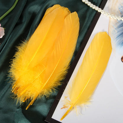 120pcs Yellow Goose Feathers Natural Bulk 6-8 inch 15-20cm for Crafts DIY Cosplay Wedding Party Halloween Decoration Goose Nagoire Feathers