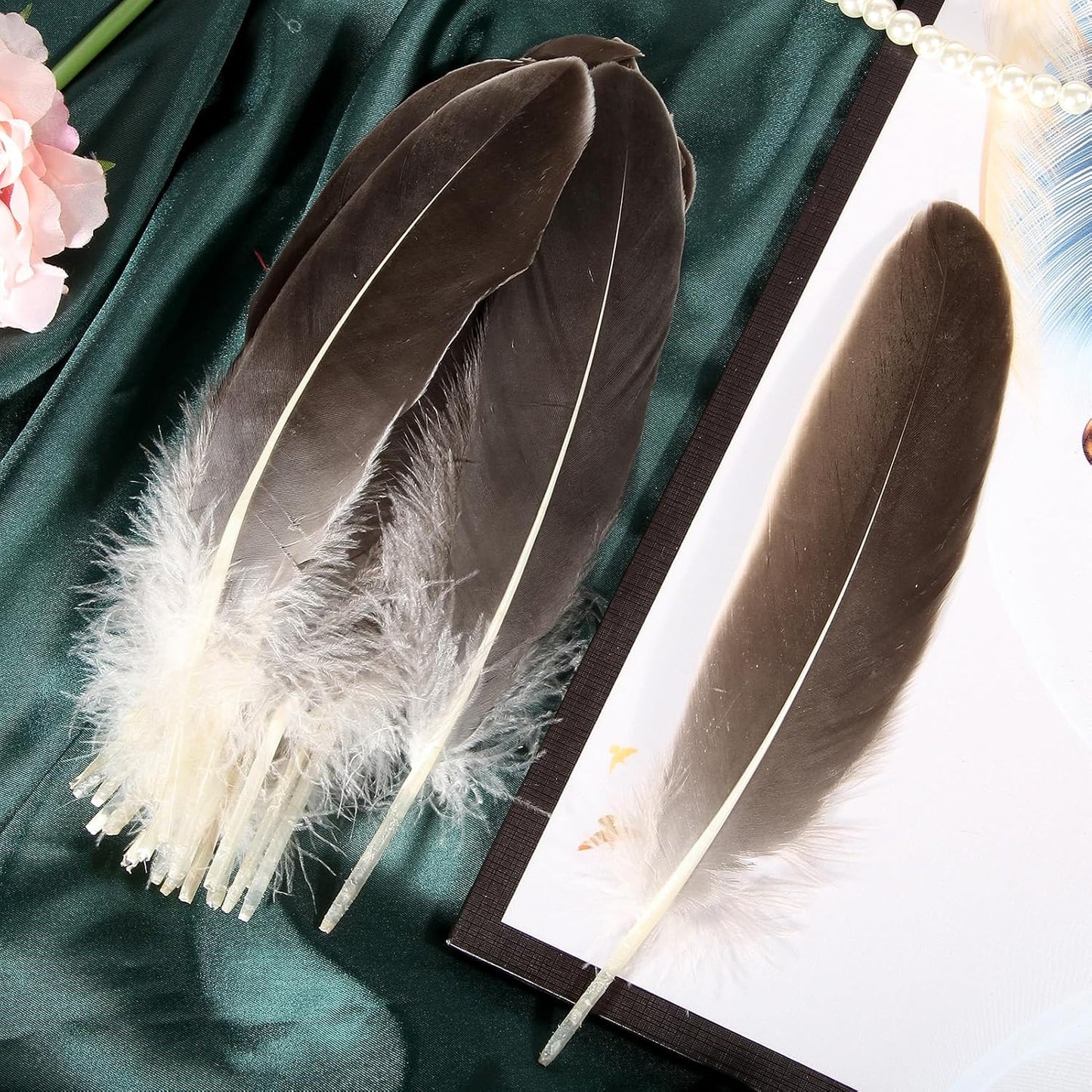 120pcs Yellow Goose Feathers Natural Bulk 6-8 inch 15-20cm for Crafts DIY Cosplay Wedding Party Halloween Decoration Goose Nagoire Feathers