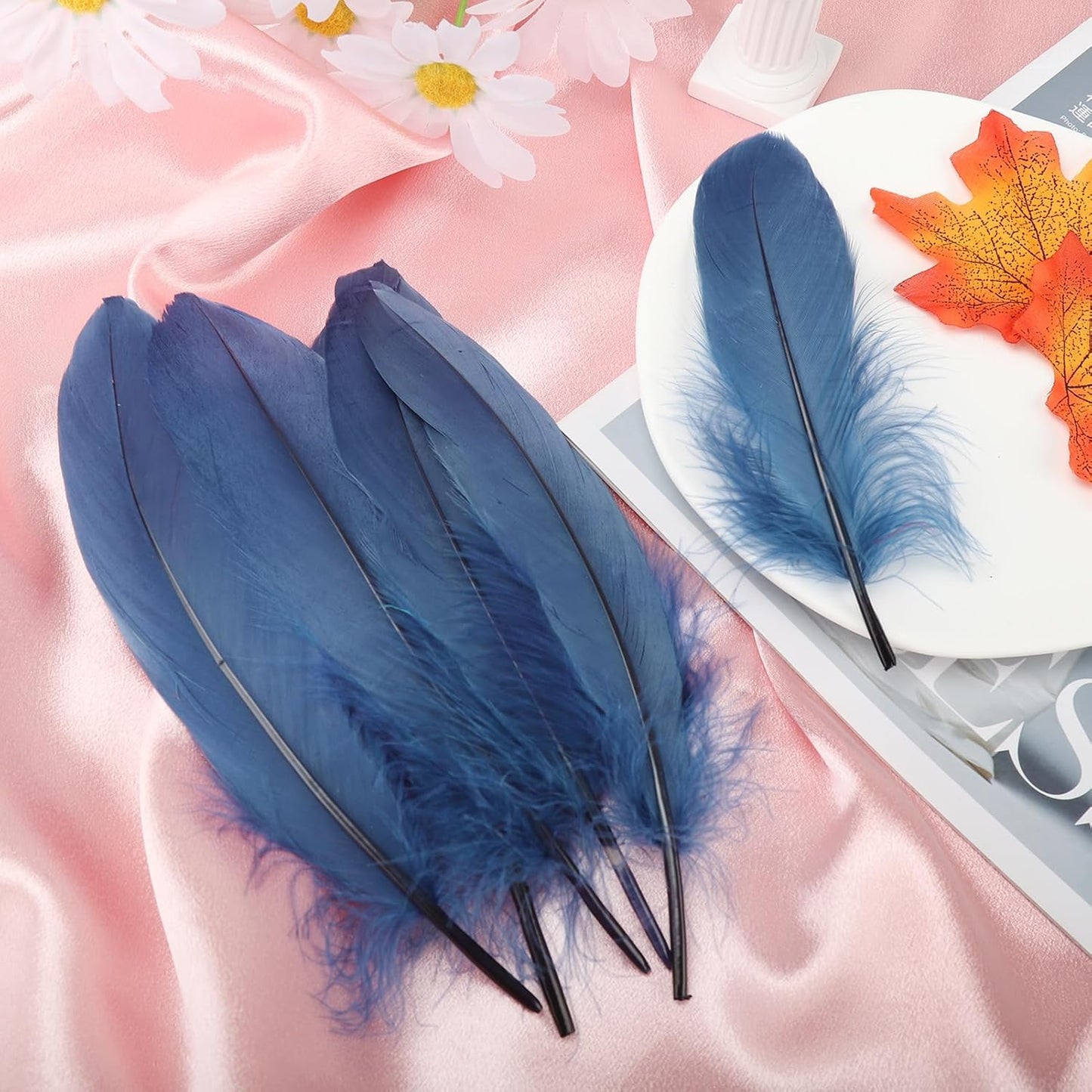 120pcs Yellow Goose Feathers Natural Bulk 6-8 inch 15-20cm for Crafts DIY Cosplay Wedding Party Halloween Decoration Goose Nagoire Feathers