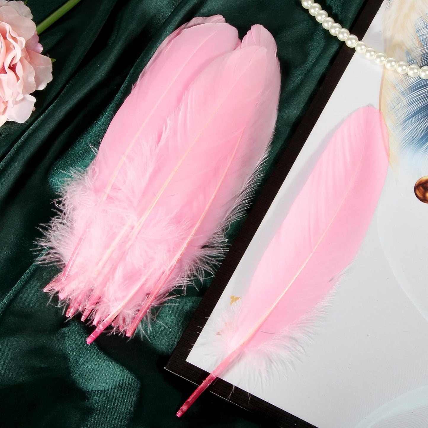 120pcs Yellow Goose Feathers Natural Bulk 6-8 inch 15-20cm for Crafts DIY Cosplay Wedding Party Halloween Decoration Goose Nagoire Feathers