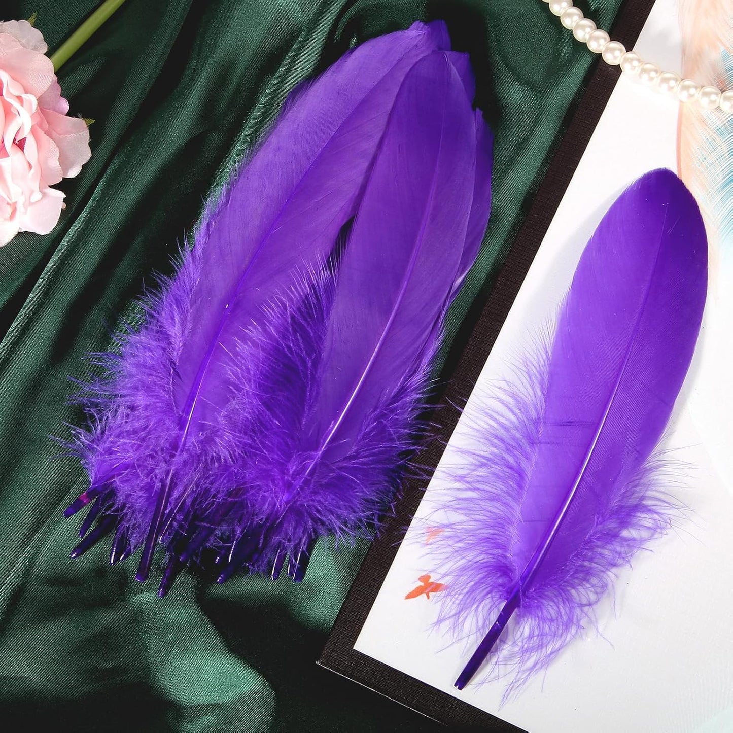 120pcs Yellow Goose Feathers Natural Bulk 6-8 inch 15-20cm for Crafts DIY Cosplay Wedding Party Halloween Decoration Goose Nagoire Feathers