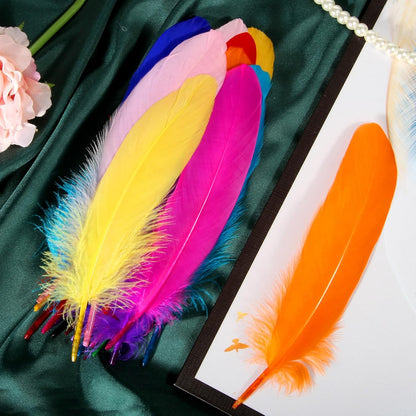 120pcs Yellow Goose Feathers Natural Bulk 6-8 inch 15-20cm for Crafts DIY Cosplay Wedding Party Halloween Decoration Goose Nagoire Feathers