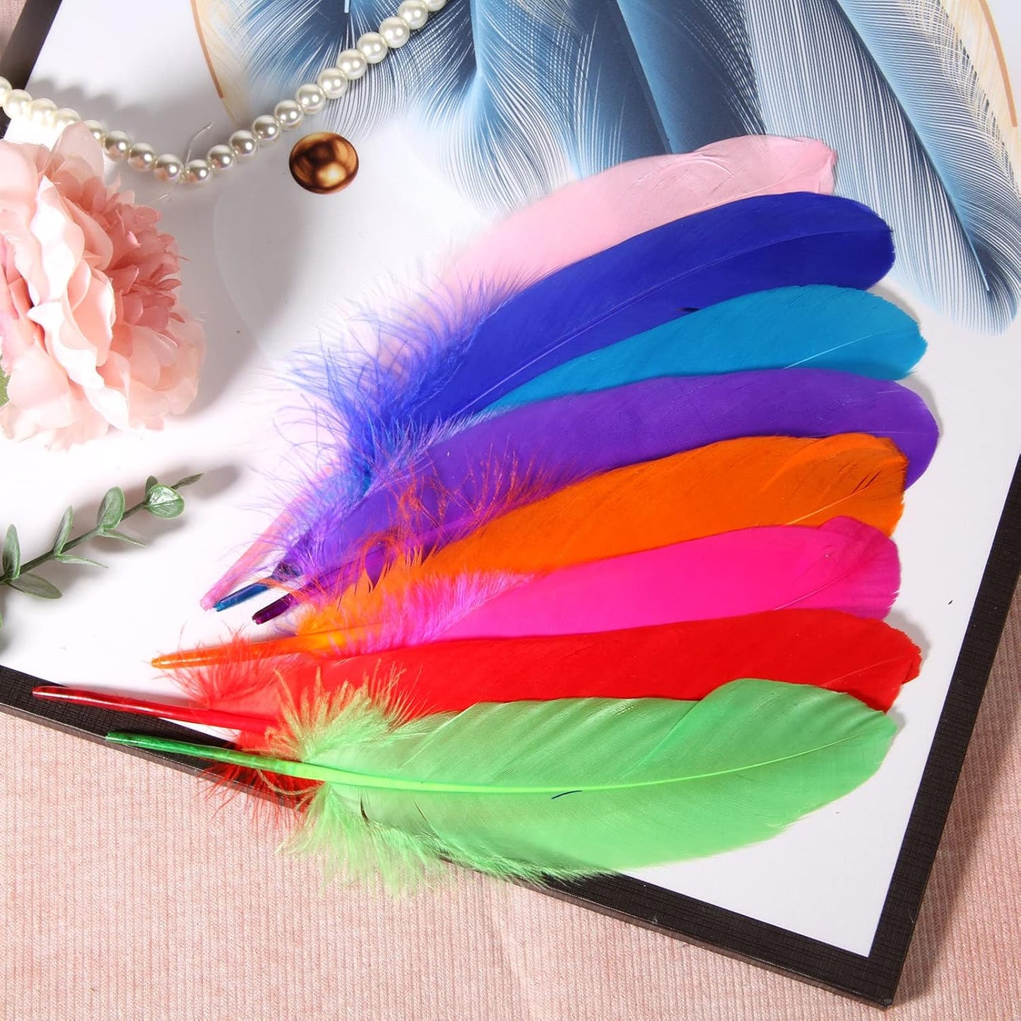 120pcs Yellow Goose Feathers Natural Bulk 6-8 inch 15-20cm for Crafts DIY Cosplay Wedding Party Halloween Decoration Goose Nagoire Feathers