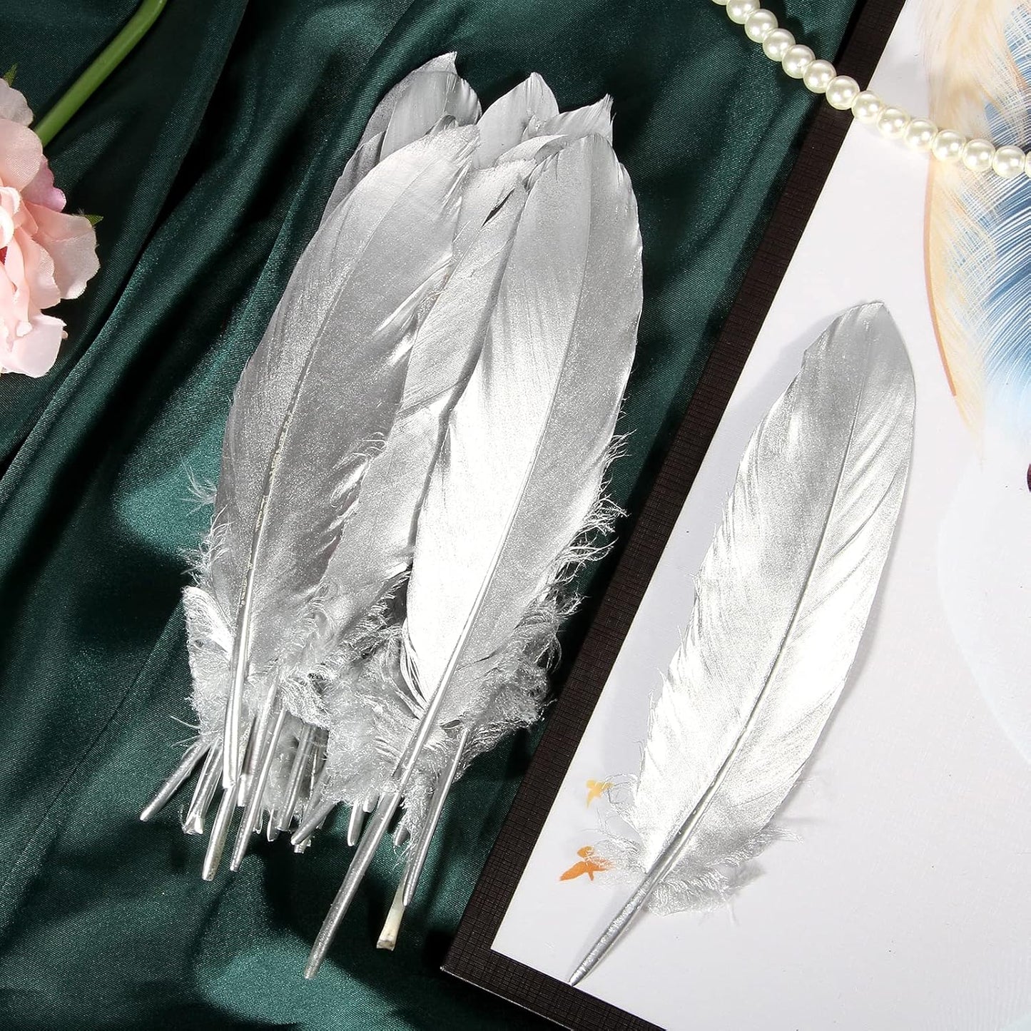 120pcs Yellow Goose Feathers Natural Bulk 6-8 inch 15-20cm for Crafts DIY Cosplay Wedding Party Halloween Decoration Goose Nagoire Feathers