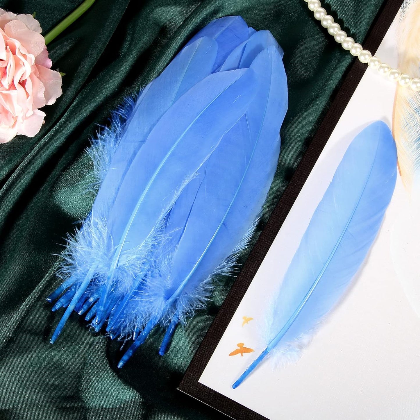 120pcs Yellow Goose Feathers Natural Bulk 6-8 inch 15-20cm for Crafts DIY Cosplay Wedding Party Halloween Decoration Goose Nagoire Feathers