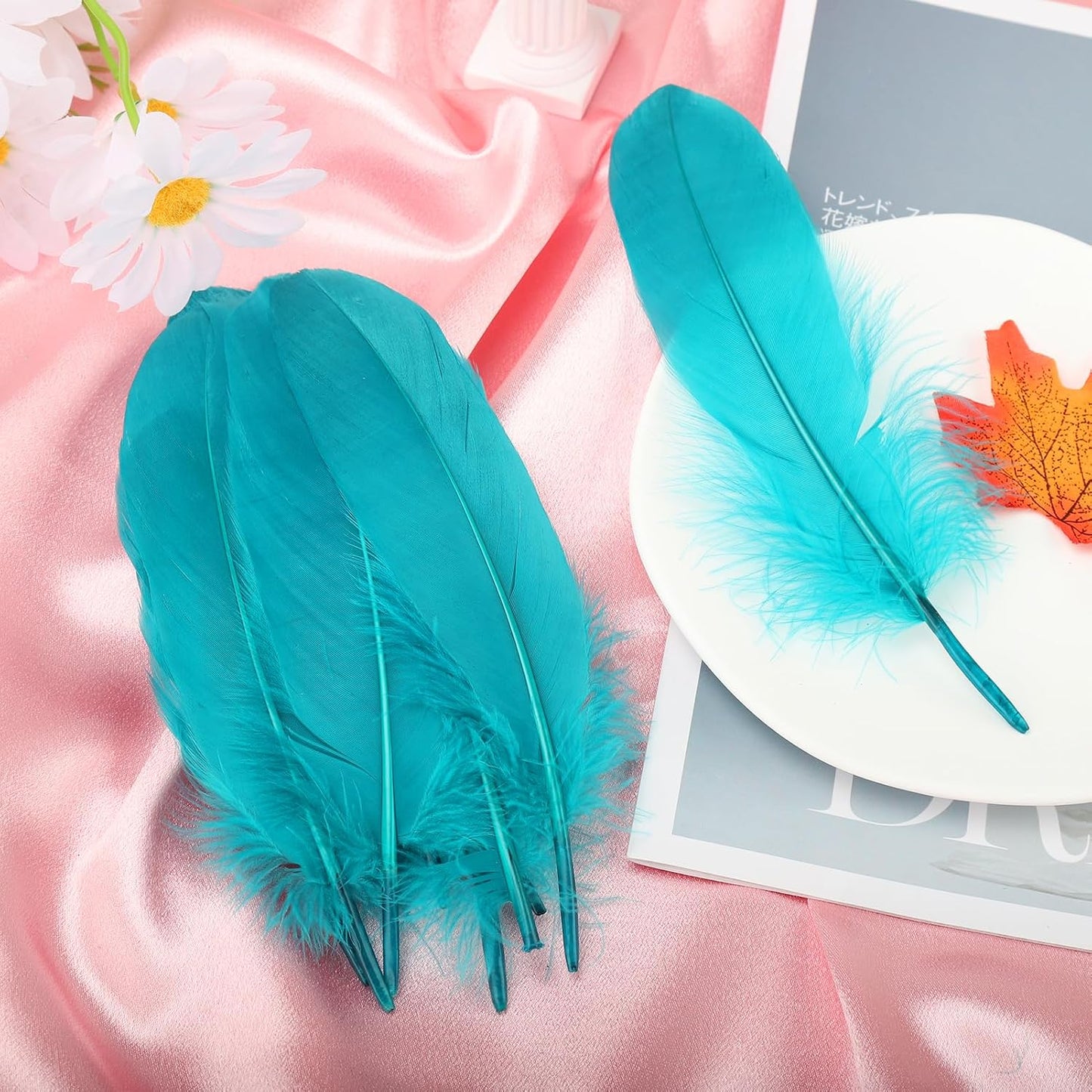 120pcs Yellow Goose Feathers Natural Bulk 6-8 inch 15-20cm for Crafts DIY Cosplay Wedding Party Halloween Decoration Goose Nagoire Feathers